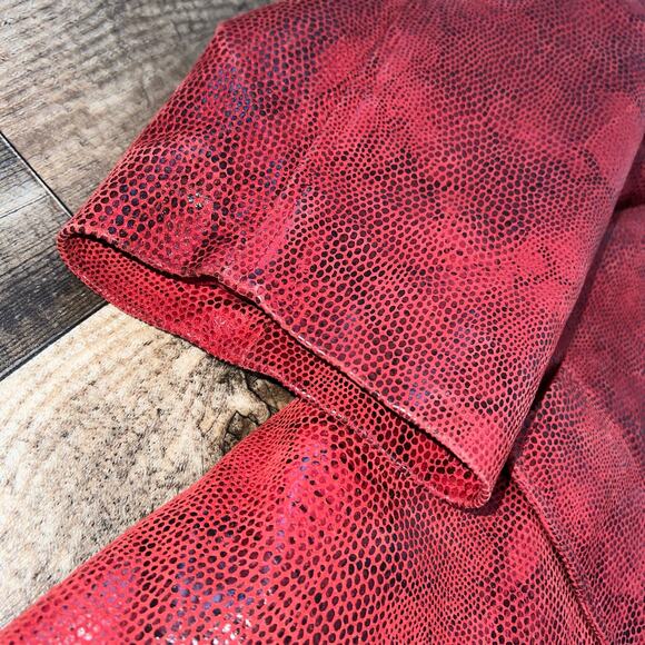 Vintage Y2K Red Genuine Leather Snakeskin Print Blazer Jacket Plus Size 3X - Picture 10 of 10